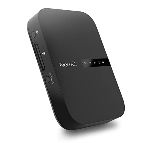 NEWQ Filehub AC750 Reise Router: Tragbarer Festplatten SD Kartenleser für Reisen | Drahtloser Zugriff auf externe Festplatte & USB-Speichergerät zum Sichern von Fotos & Dateien von Mobiltelefon Laptop