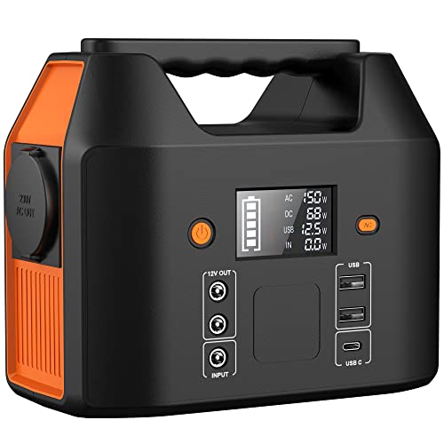 SinKeu Tragbare Powerstation 99Wh,150W Solar Generatoren Akku mit 230V AC/Car Lighter Port/USB Ausgabe,für Reise Camping Wohnmobil und als Notstromaggregat (Black)